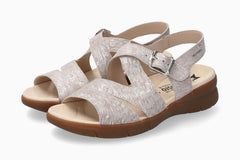 Mephisto Eva Women Sandals Beige Leather Impression Galuchat Brand New w/ Box