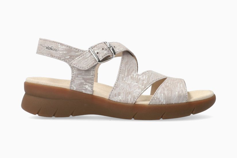 Mephisto Eva Women Sandals Beige Leather Impression Galuchat Brand New w/ Box